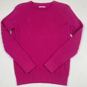 Vintage 100% Cotton Pink Cable Knit Pull Over Crewneck Sweater Bubble Medium
